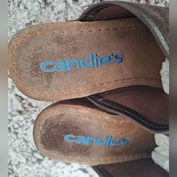 Candie’s  Brown Suede  Clogs Mules Platform Size 9 - Picture 6 of 9